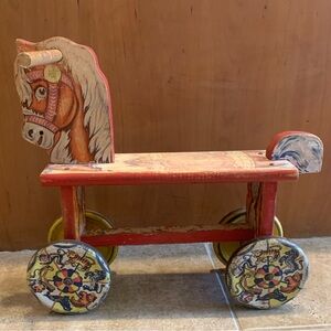 Vintage Metal Masters Toys Wooden Ride-On Horse